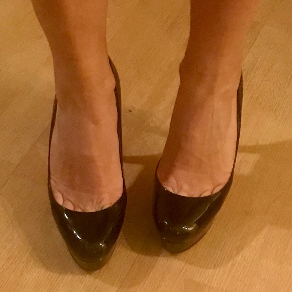 Christian Louboutin basic black patent platforms
